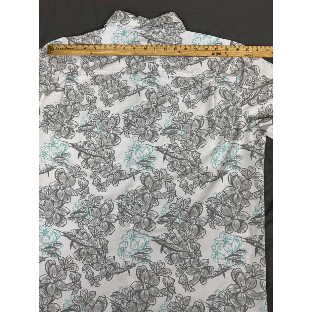 Lot of 2 Huk Fishing Shirts Mens Large Short Sleeve Button Down Floral Tropical - Picture 15 of 16